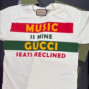 Gucci White Tee with Red and Green Accents